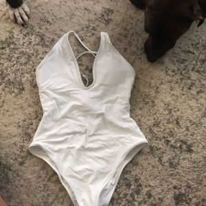 BRAND NEW, NEVER WORN, white one piece, swimsuit